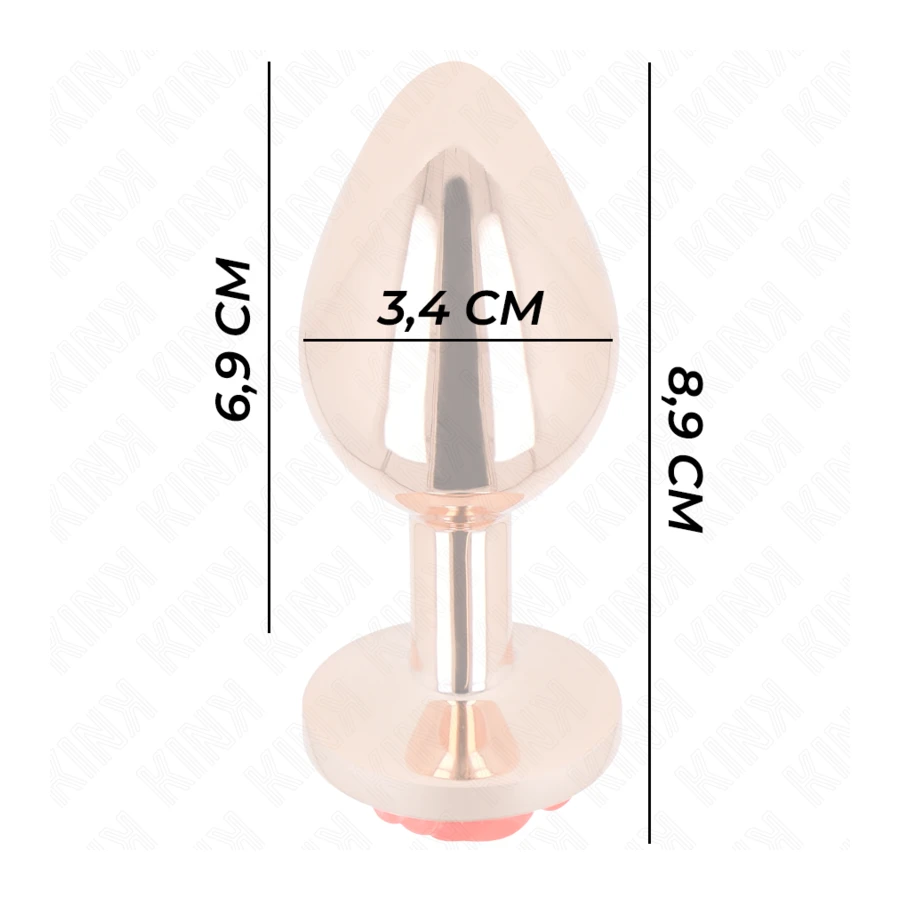 KINK - PLUG ANAL DE OURO ROSA COM ROSA VERMELHA M